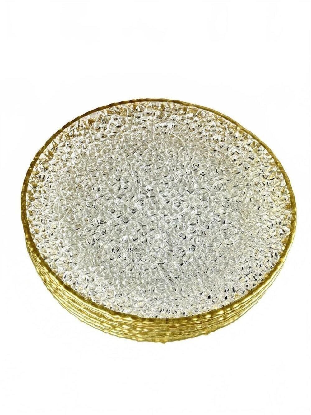 Set of 6 Hand Decorated Artistic Accents Pebble Glass Plates Gold Rim Turkey 8" - Picture 10 of 10